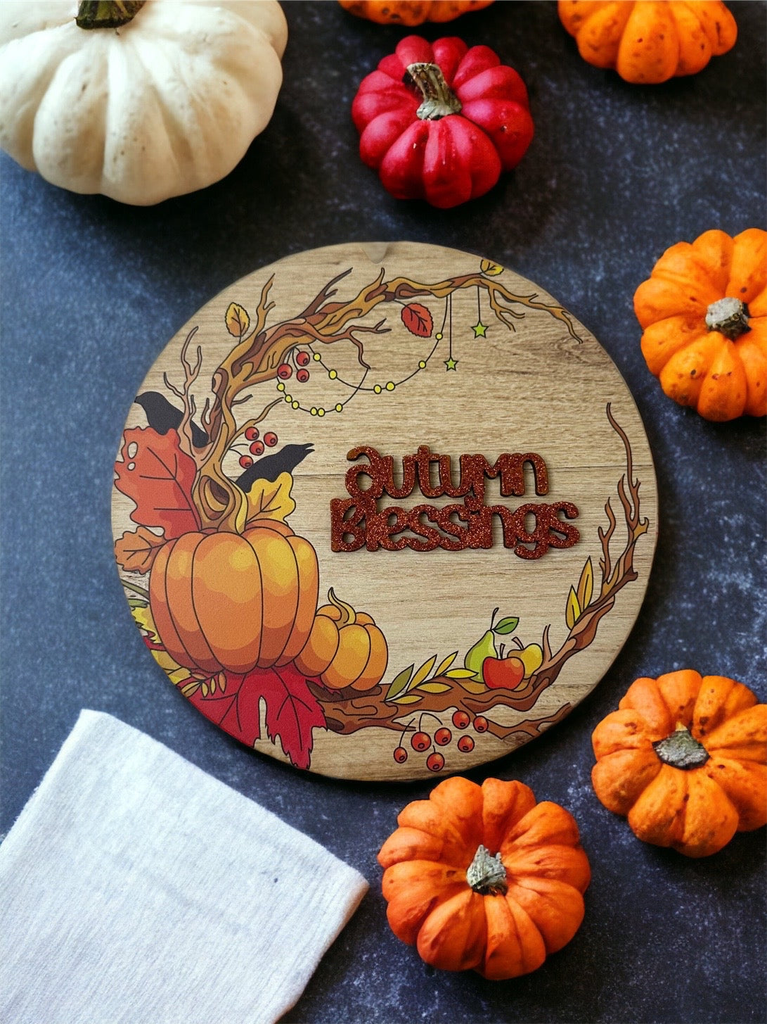 Autumn blessings door sign