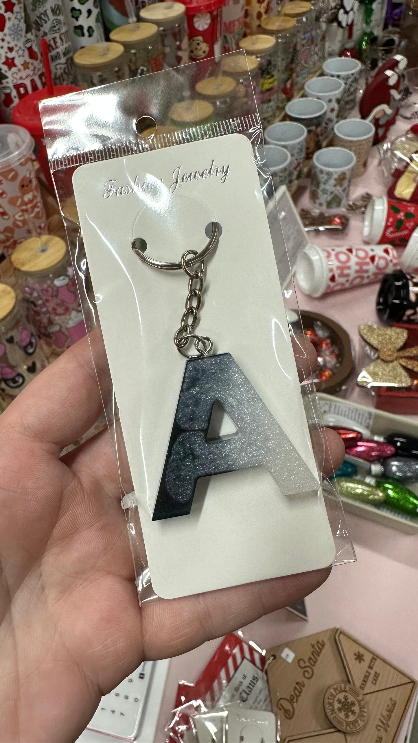 Letter Keyring - Emerald Pearl