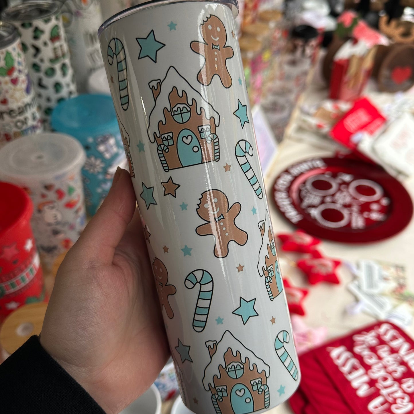 Blue gingerbread tumbler