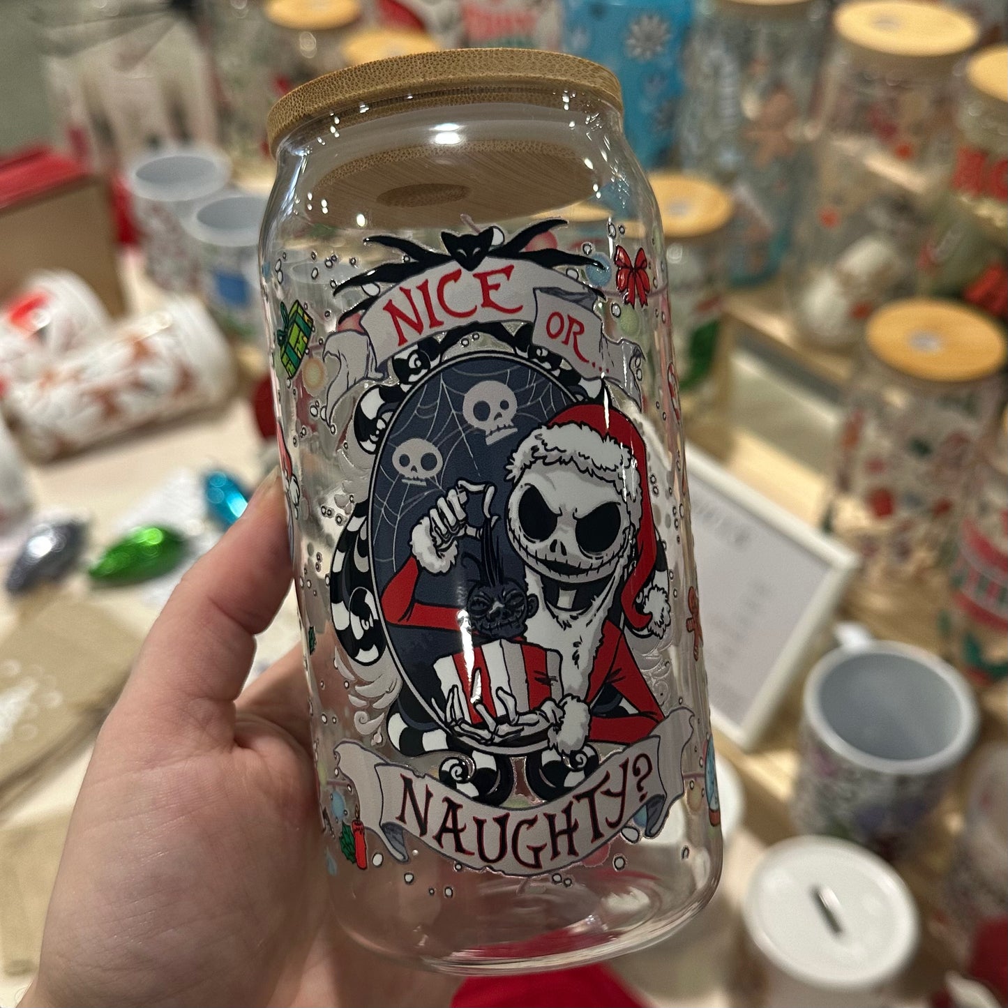 Nice or Naughty- glass can
