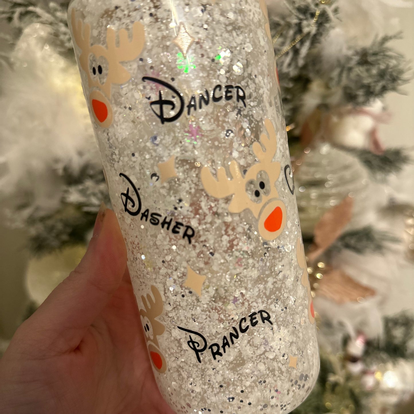 Glass snow globe tumbler - Reindeer