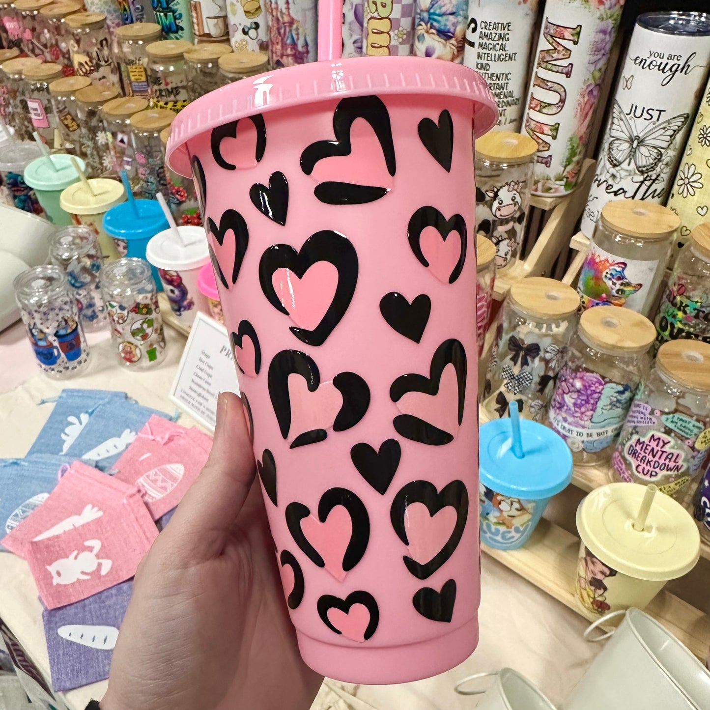 Leopard Hearts Cold Cup