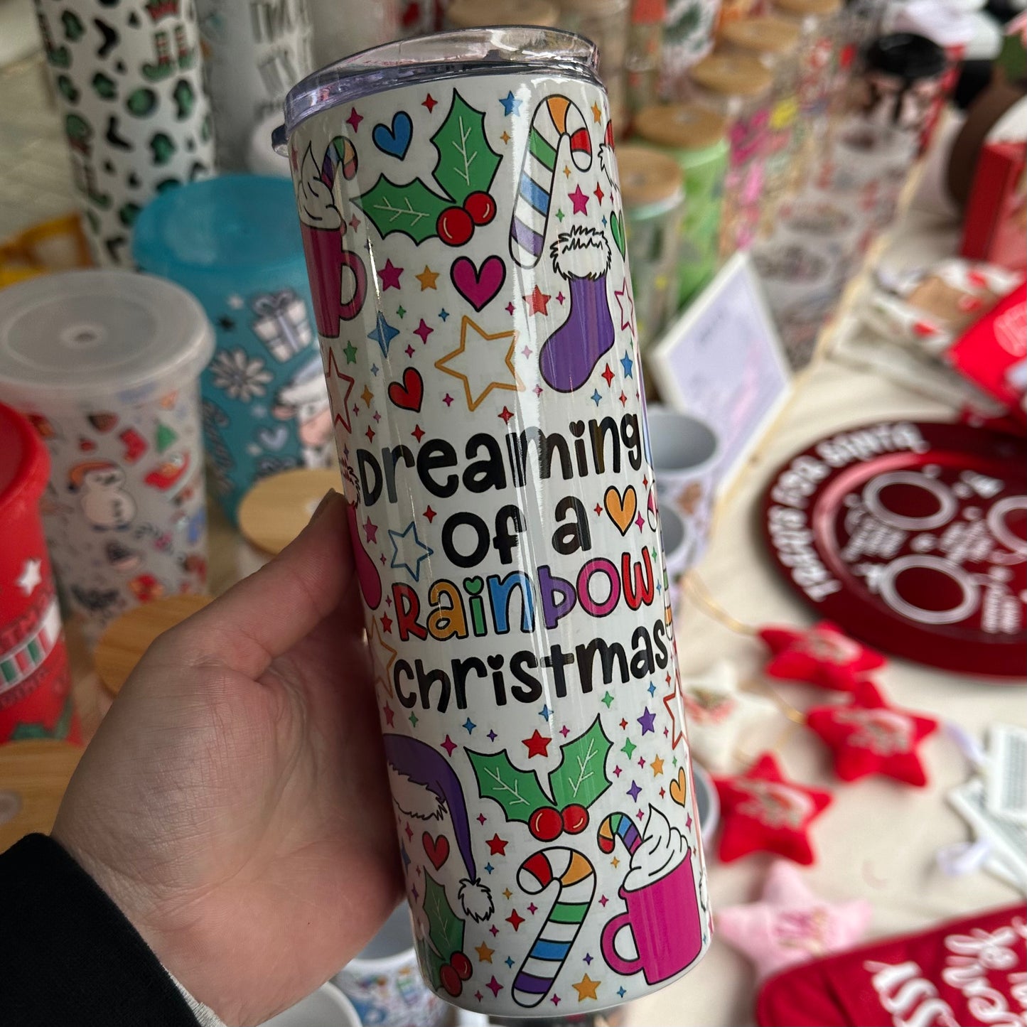 Rainbow Christmas tumbler