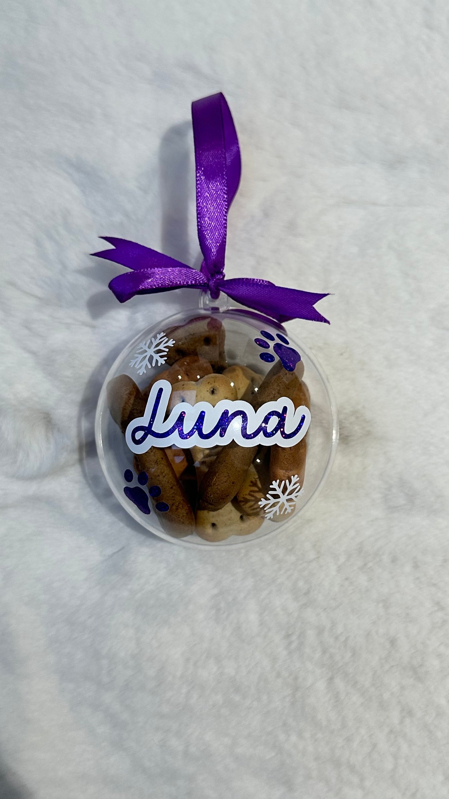 Personalised dog treat bauble