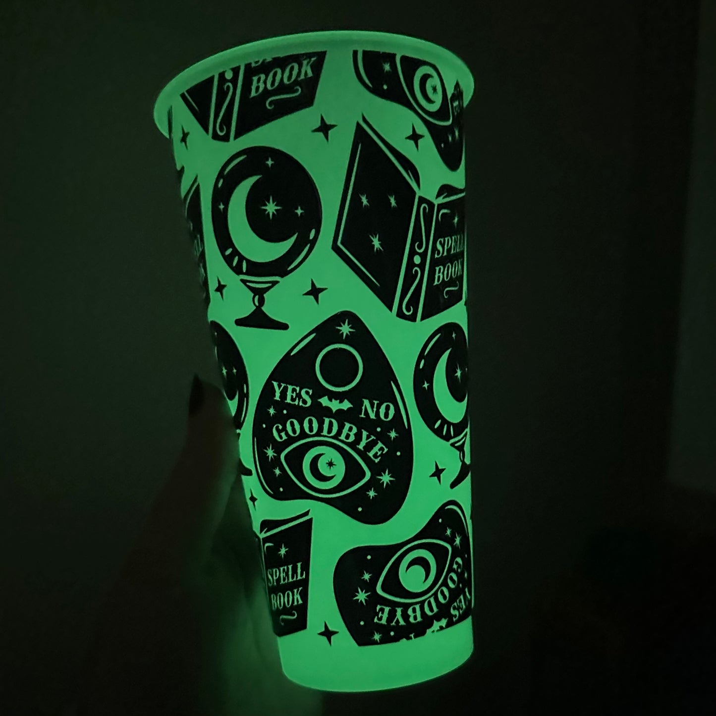 Spell book cup - glow in the dark