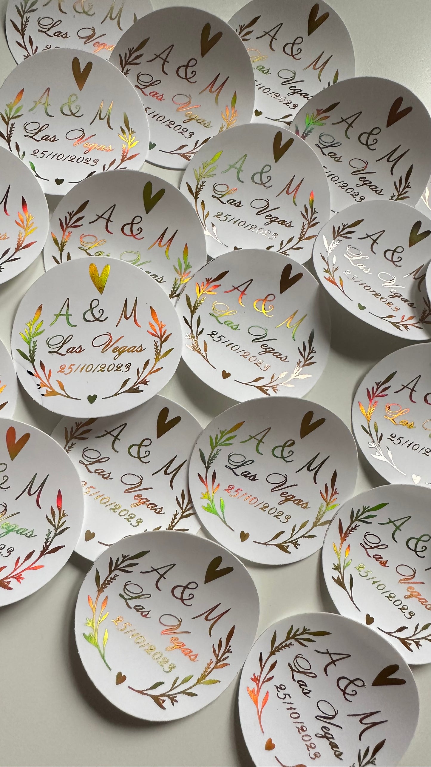 Foil wedding date stickers