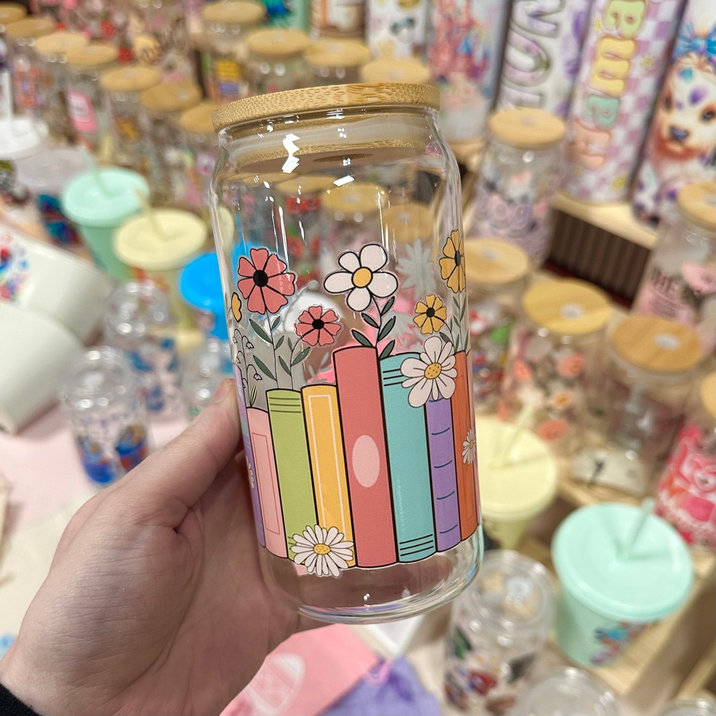 Books glass can