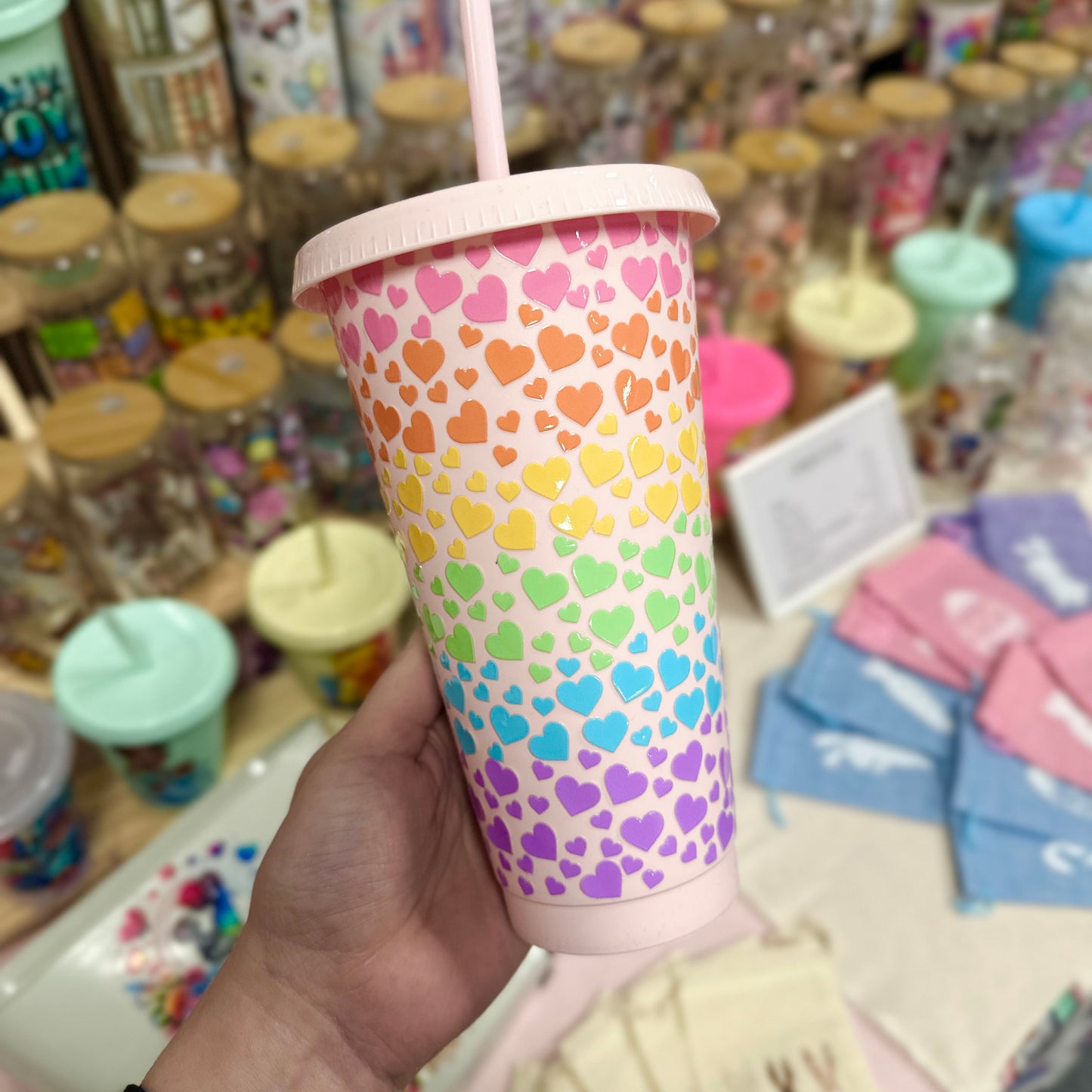 Rainbow Hearts Cold Cup