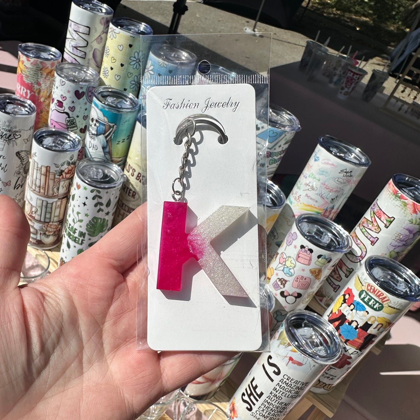 Letter Keyring - Raspberry pearl