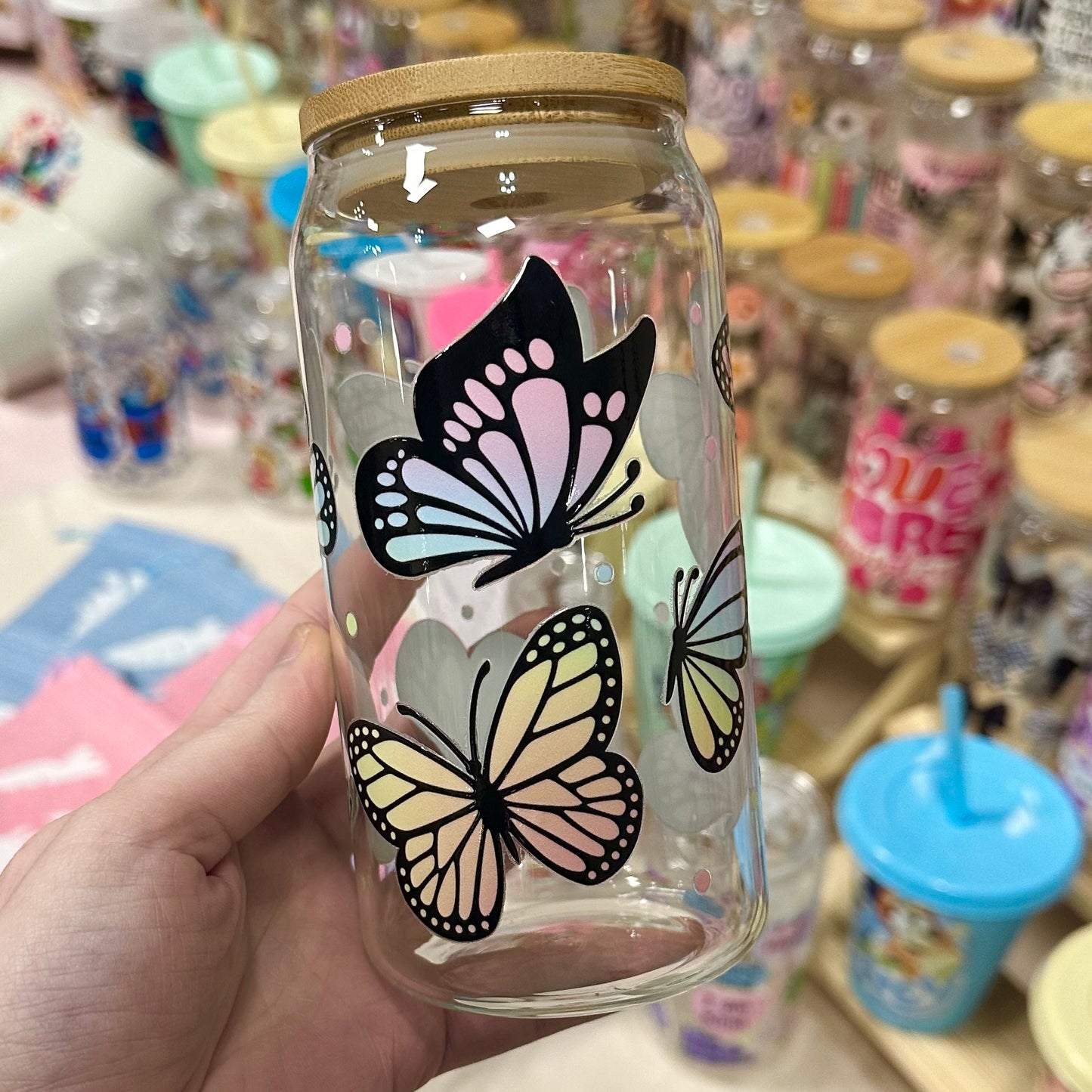 Butterfly glass can