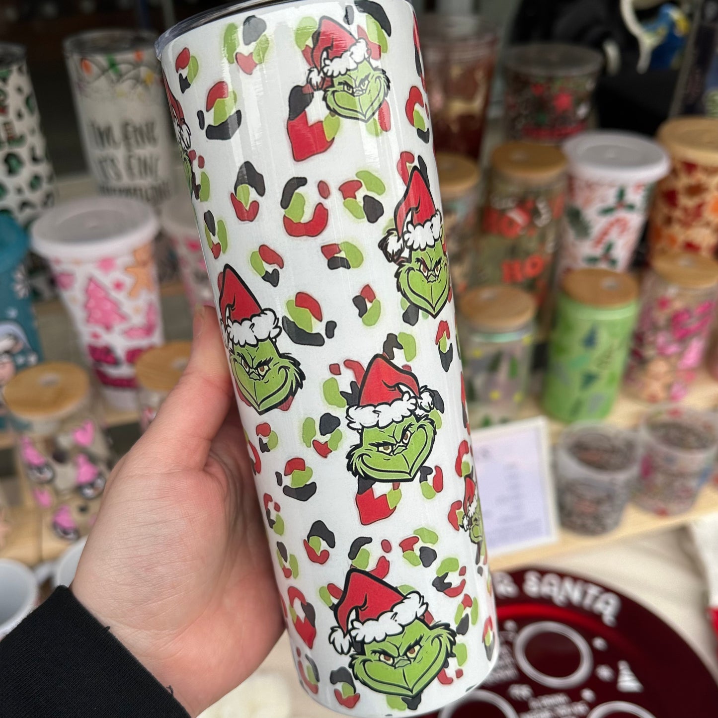 Grinch head tumbler