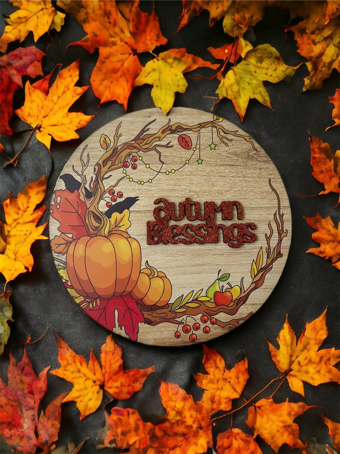 Autumn blessings door sign