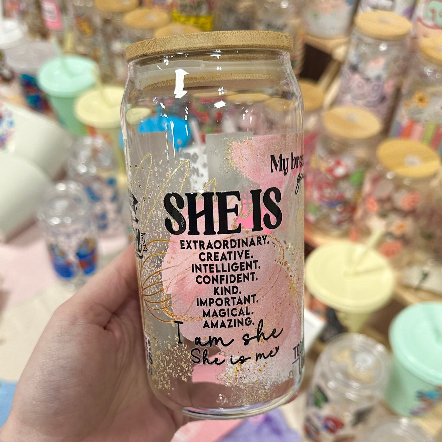 She Is…. glass can