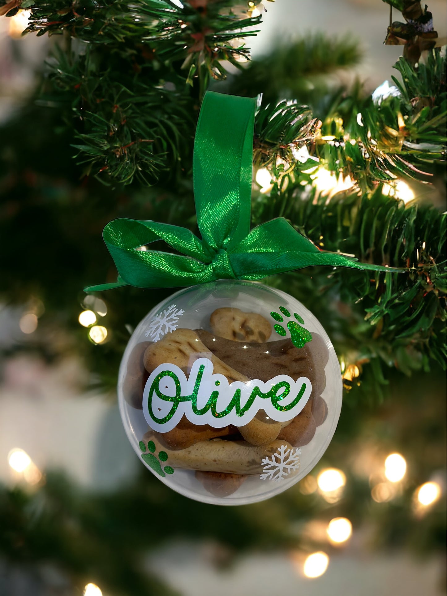 Personalised dog treat bauble