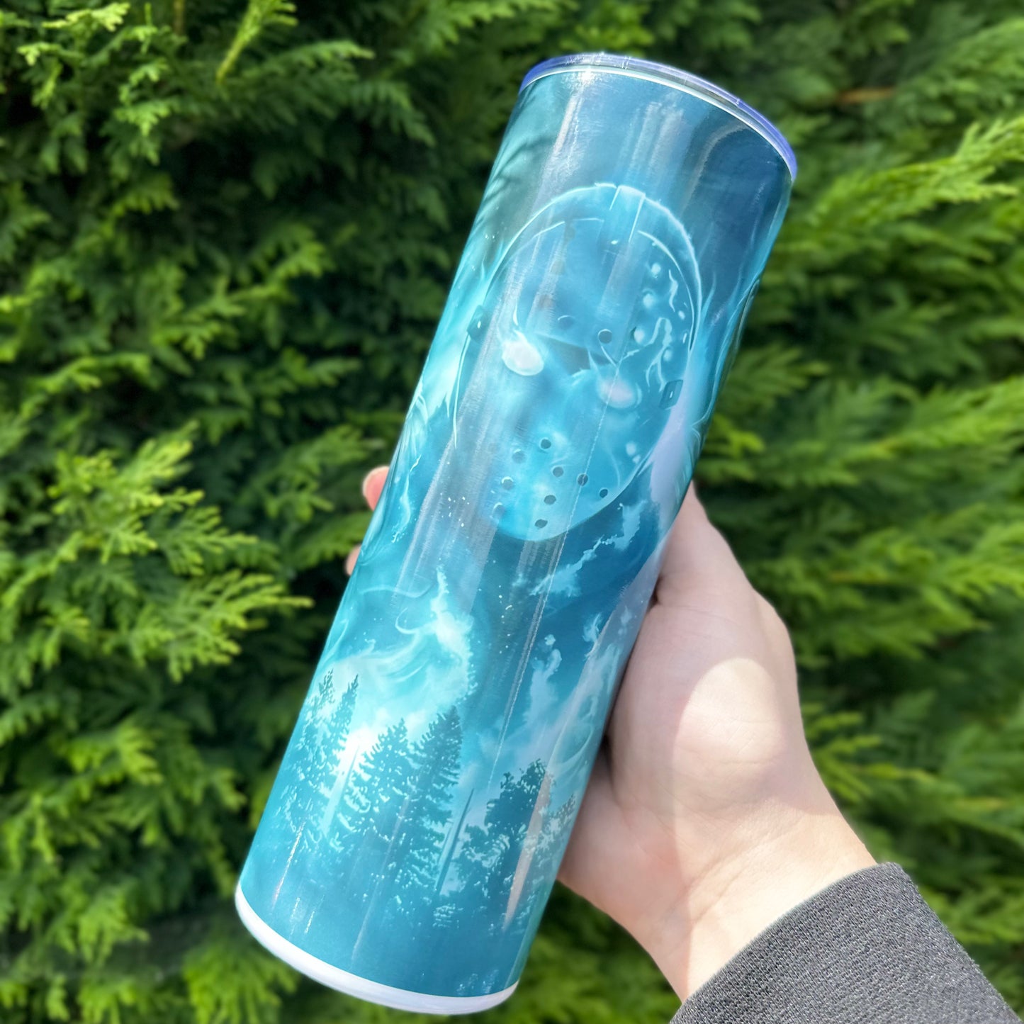 Blue glow horror tumbler