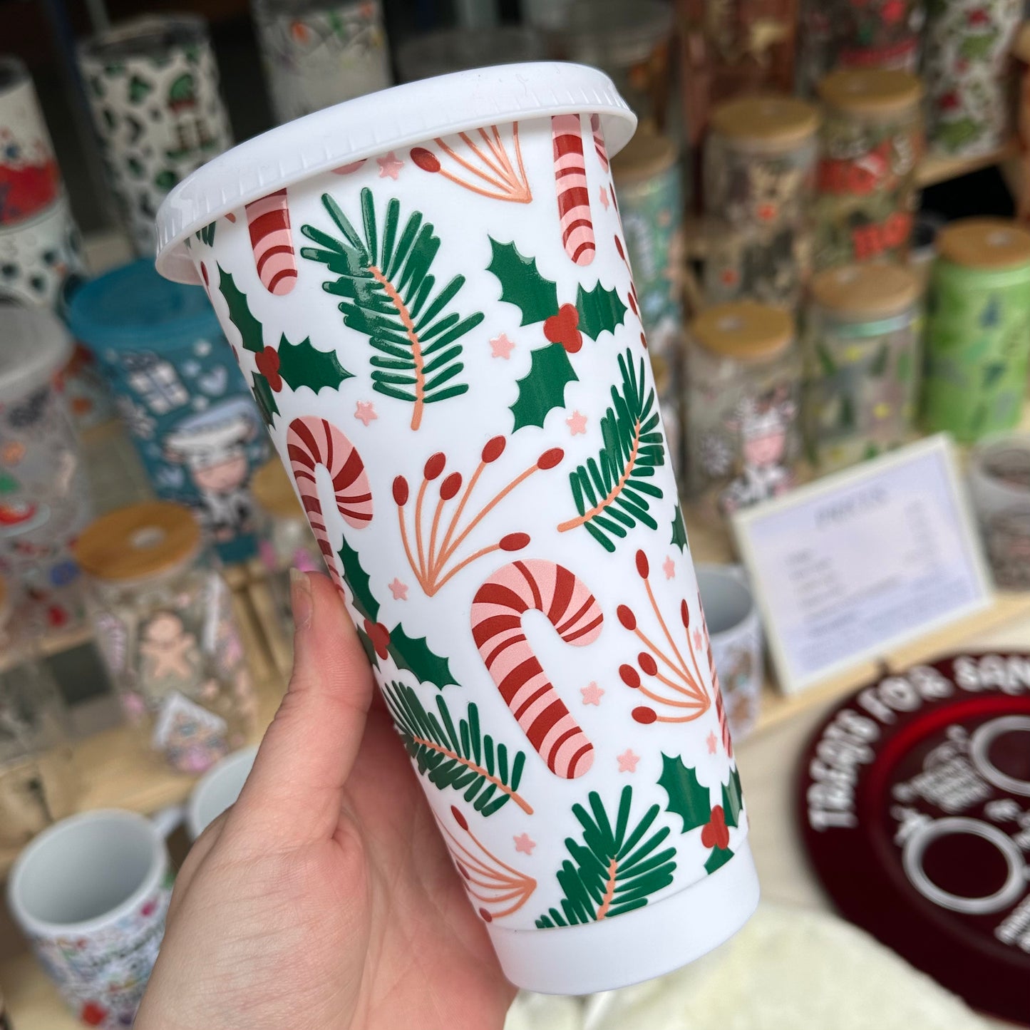 Candy cane cold cup