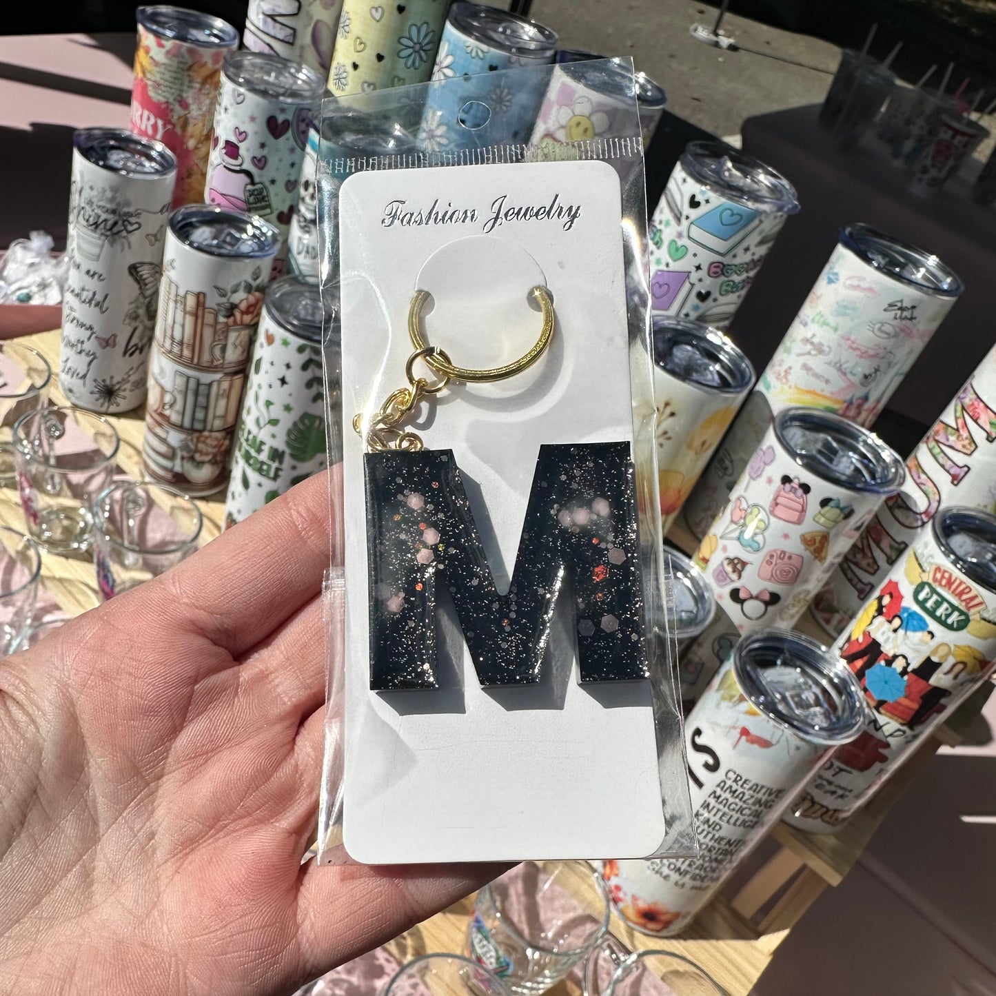 Letter Keyring - Onyx shimmer