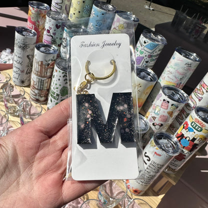 Letter Keyring - Onyx shimmer