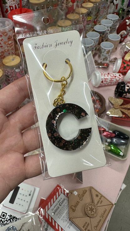 Letter Keyring - Onyx shimmer