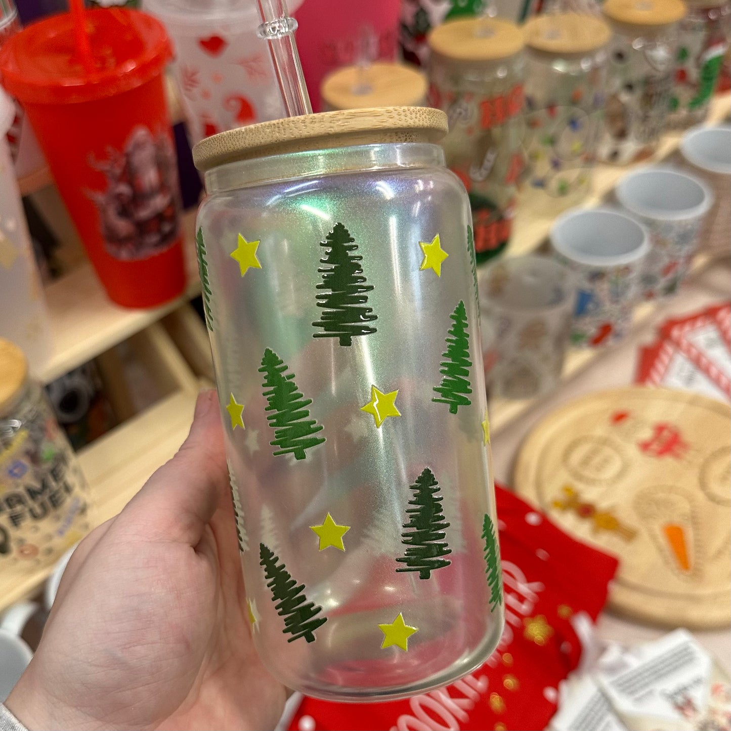 Christmas tree glass can