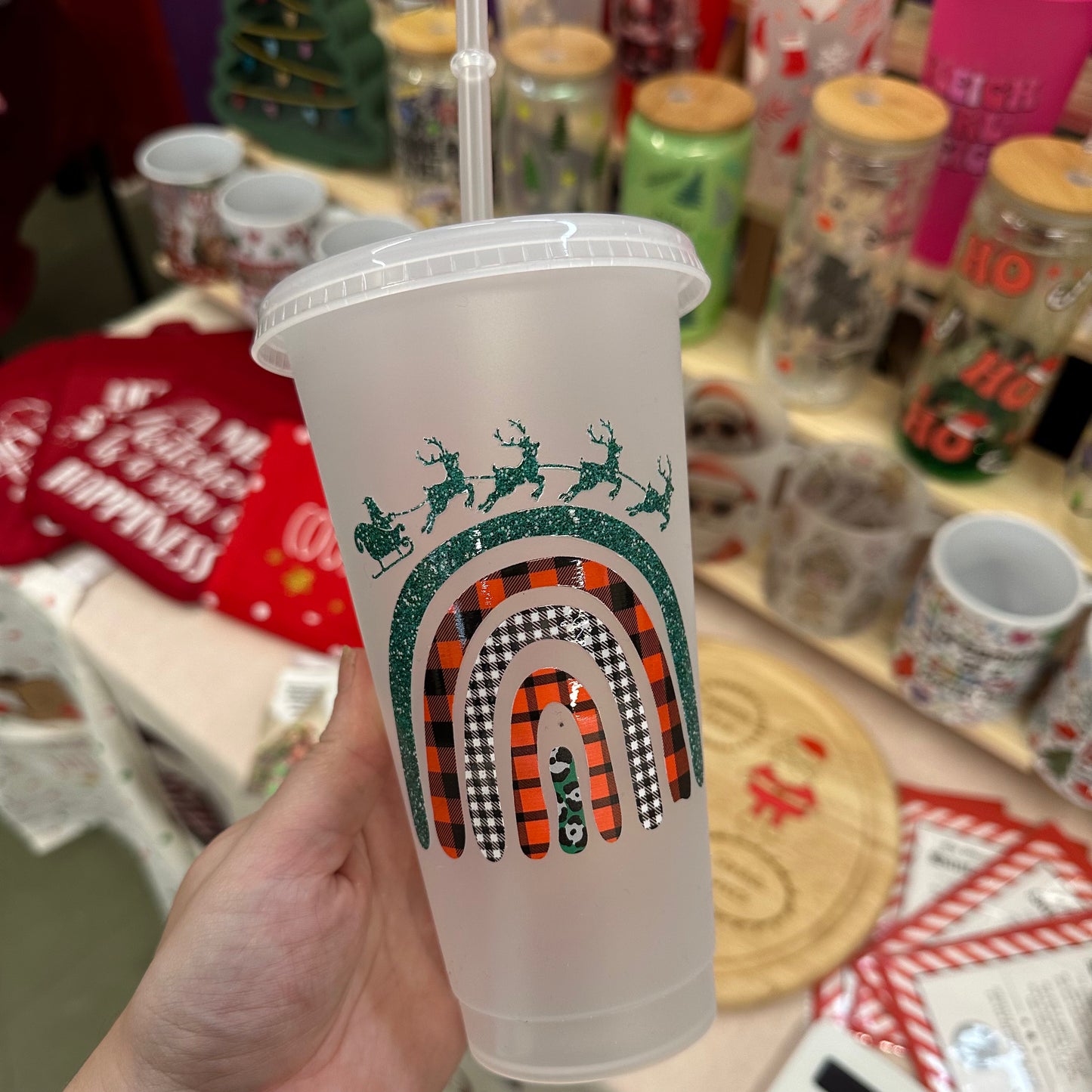 Christmas pattern rainbow cold cup