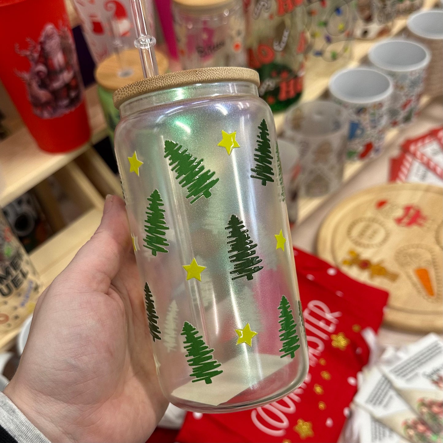 Christmas tree glass can
