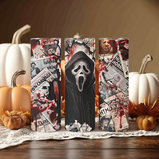 Ghostface newspaper tumbler