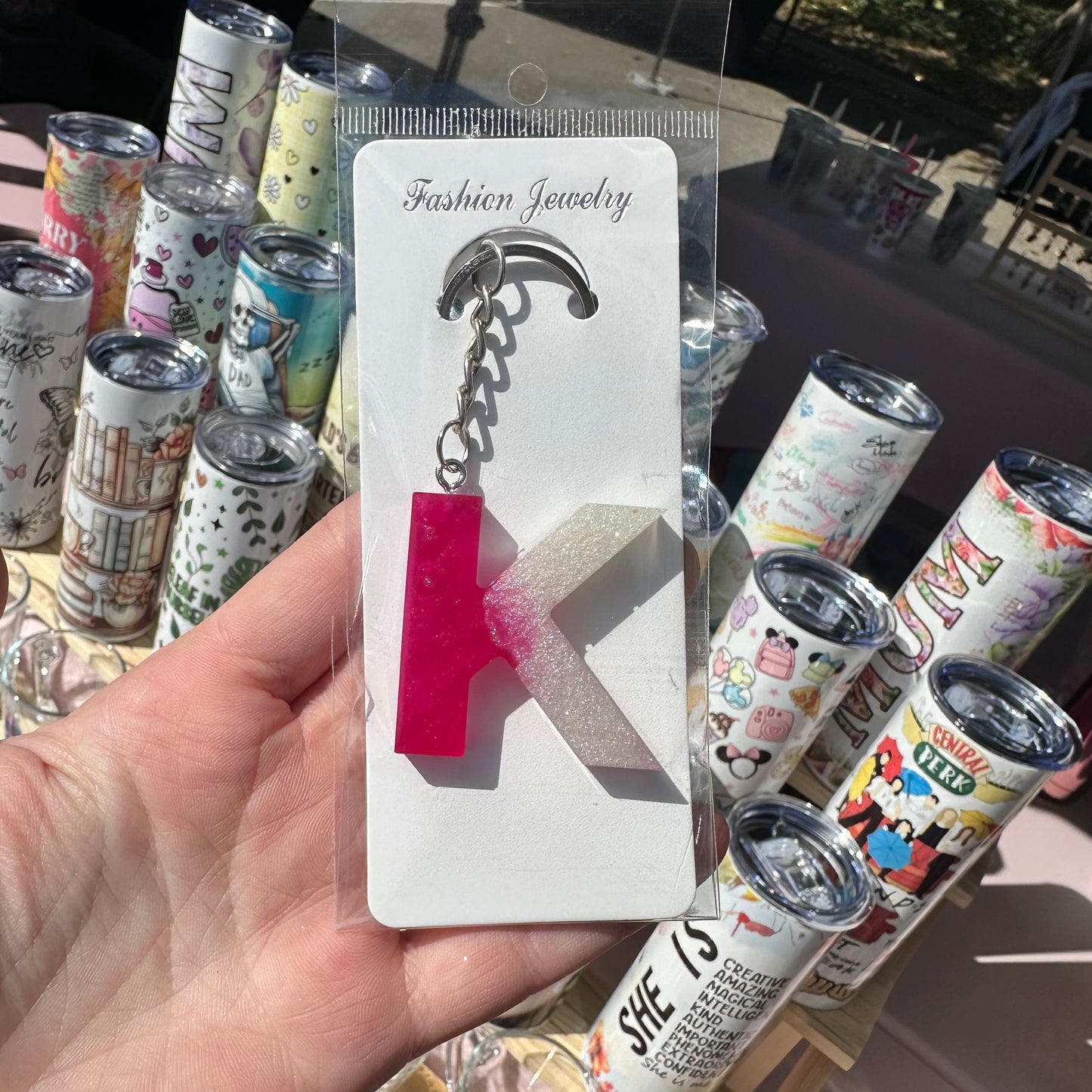 Letter Keyring - Raspberry pearl