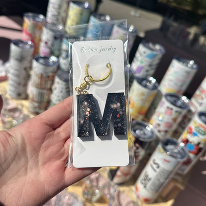 Letter Keyring - Onyx shimmer
