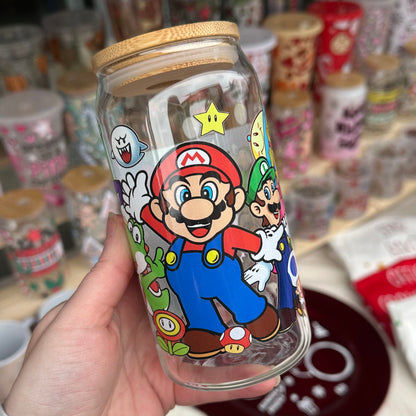 Mario and friends glass can