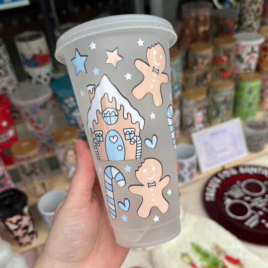 Blue gingerbread cold cup