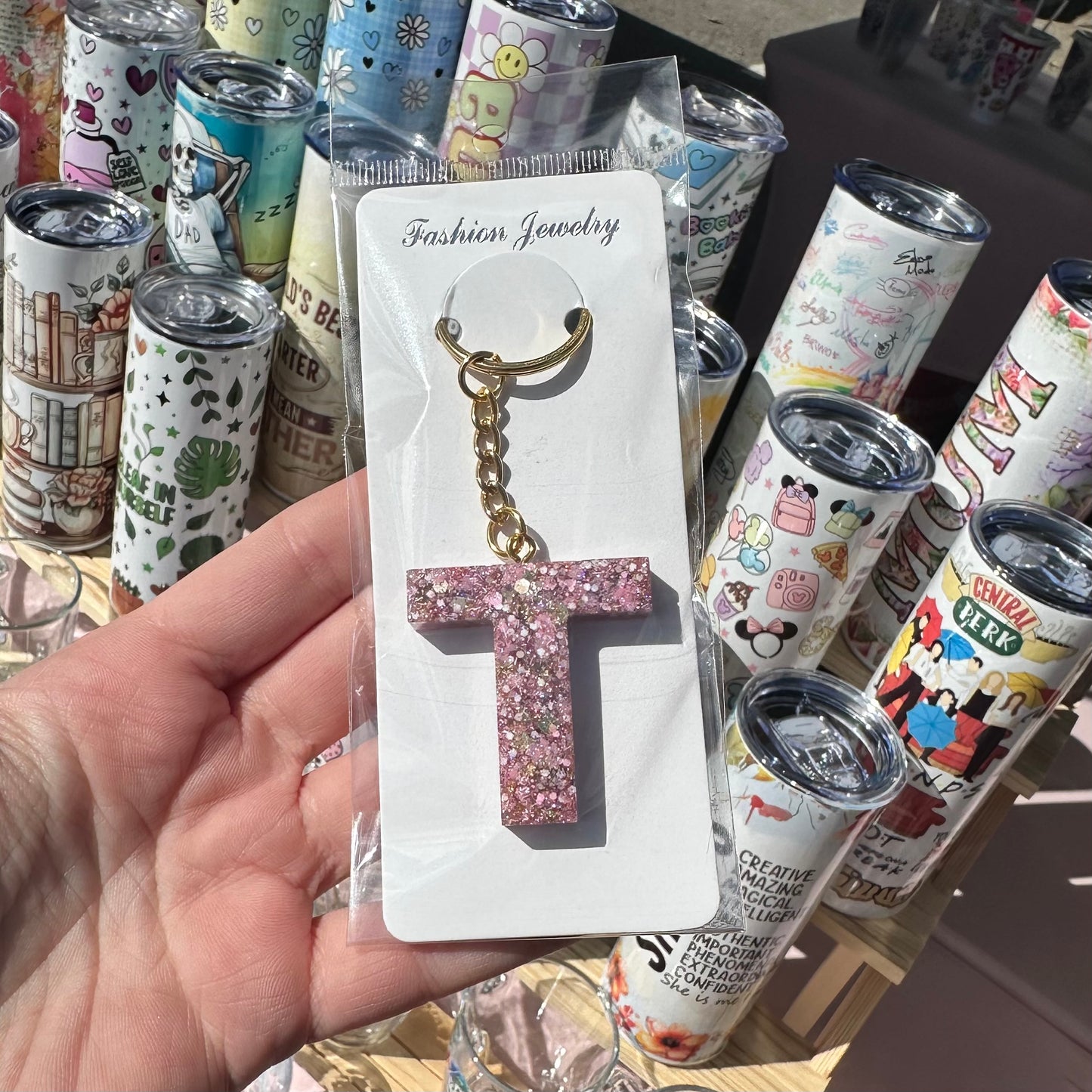 Letter Keyring - pinkey