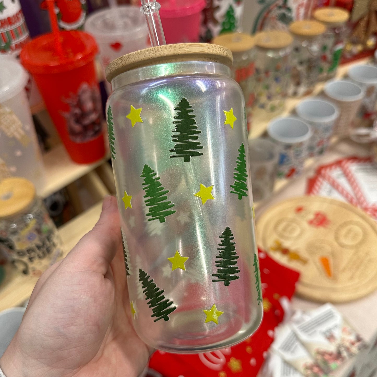 Christmas tree glass can