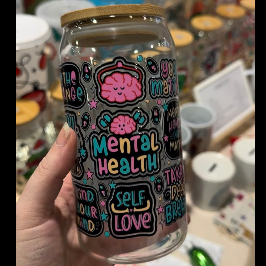 Mental Health matters glass can