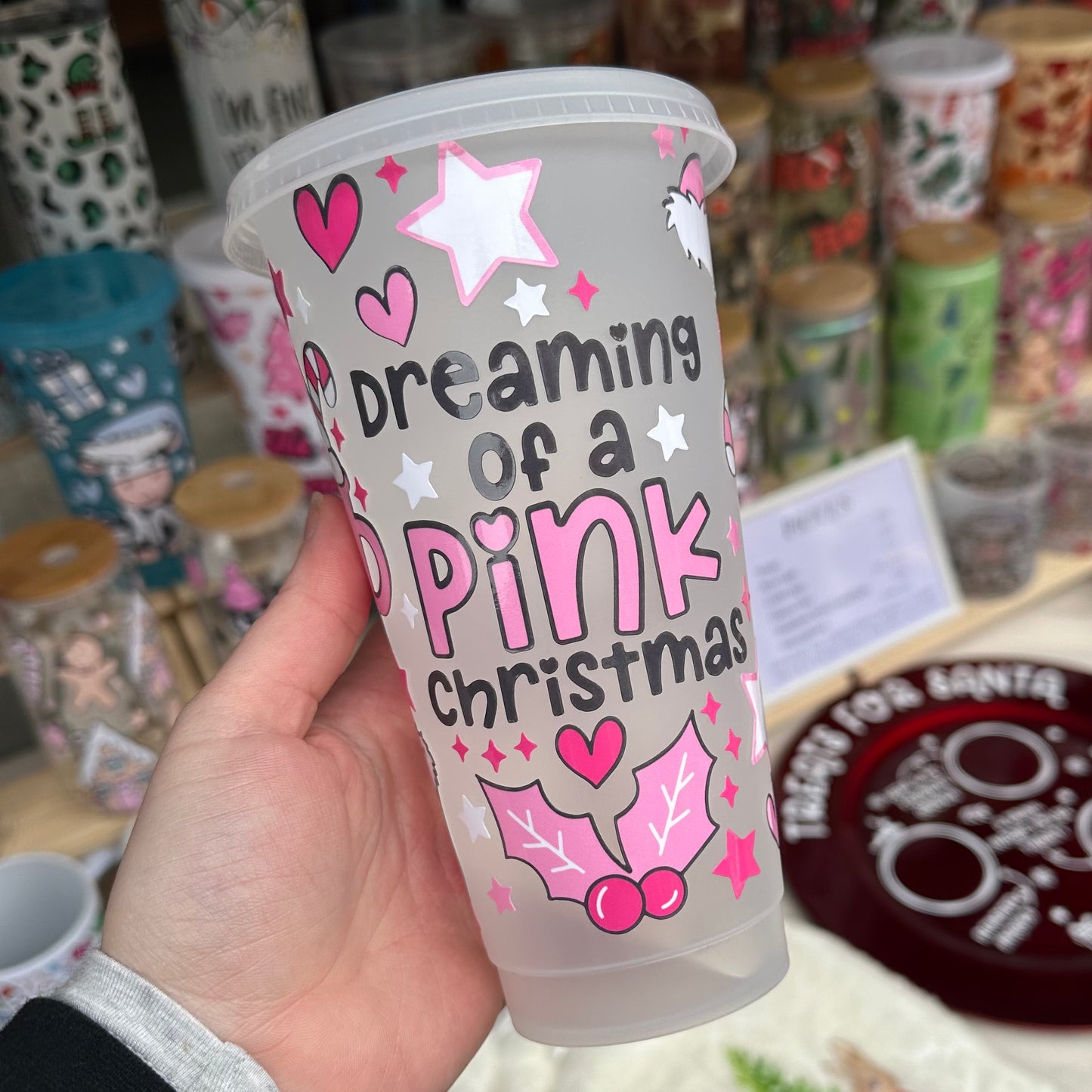 Pink Christmas cold cup