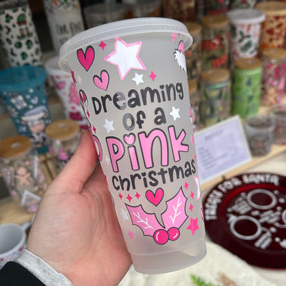 Pink Christmas cold cup