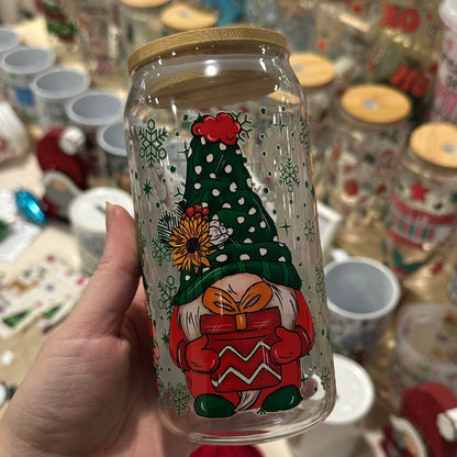 Christmas gonks - glass can