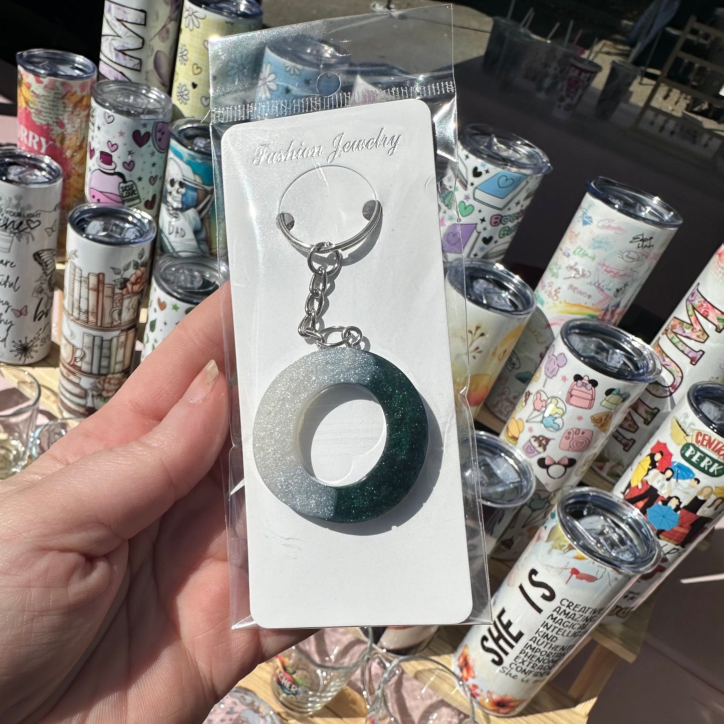 Letter Keyring - Emerald Pearl