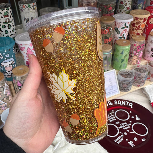 Autumn leaves snowglobe tumbler