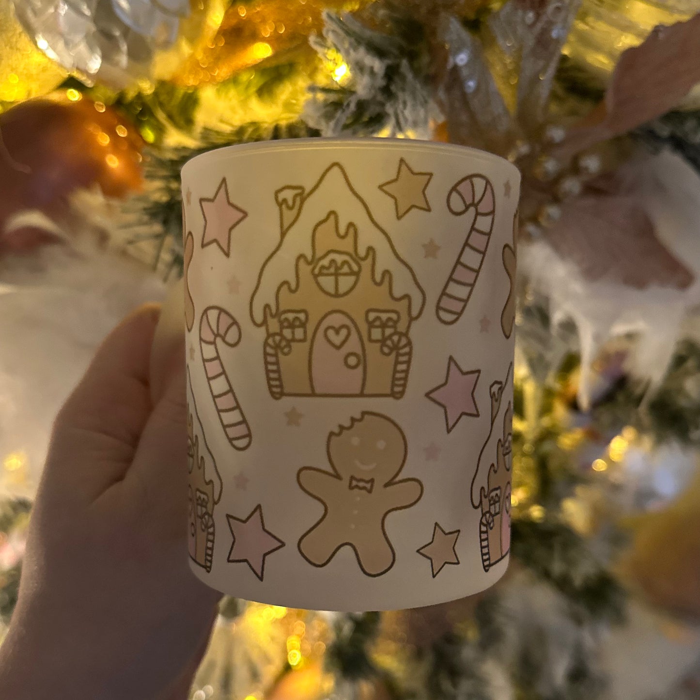 Pink gingerbread mug
