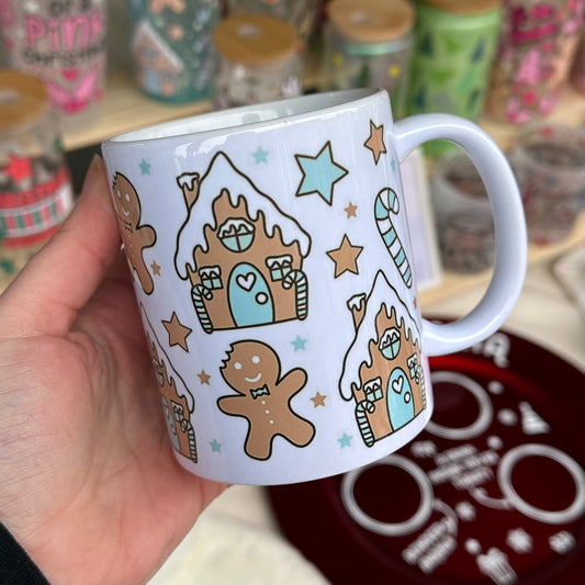 Blue gingerbread mug