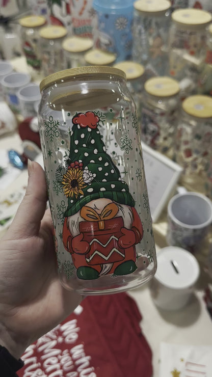 Christmas gonks - glass can