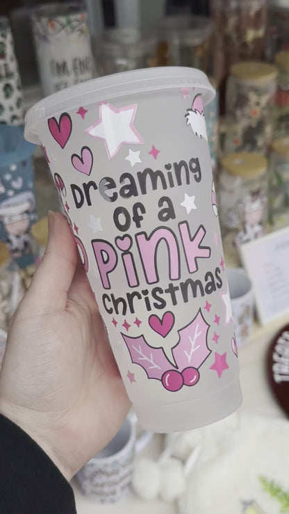 Pink Christmas cold cup