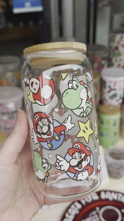 Mario/Yoshi glass can