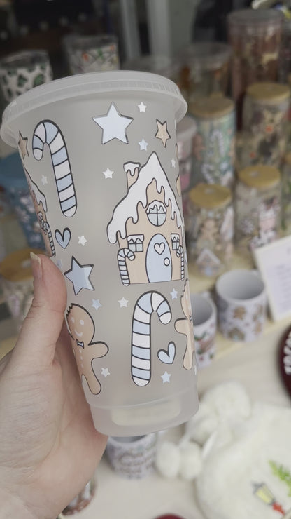 Blue gingerbread cold cup