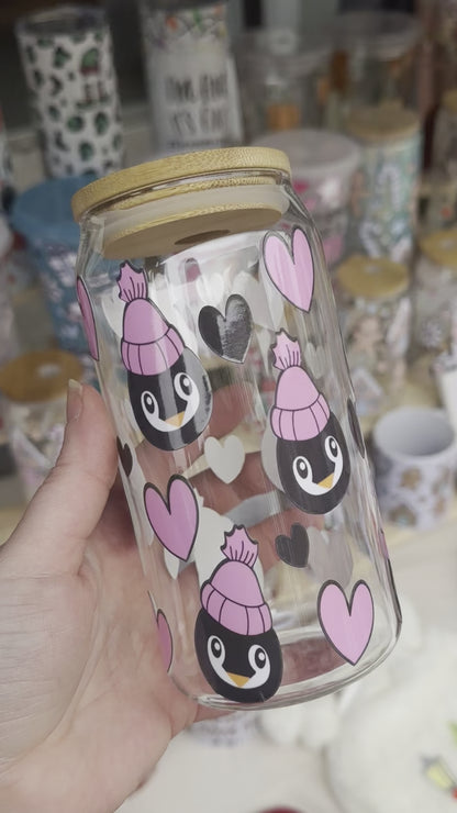 Penguin glass can