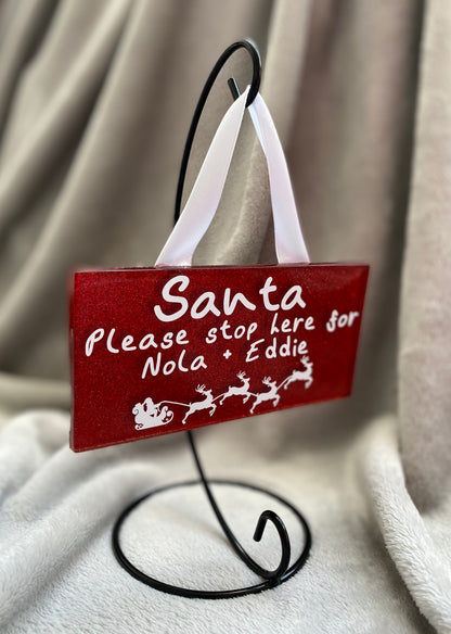 Santa glitter sign
