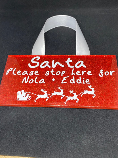 Santa glitter sign